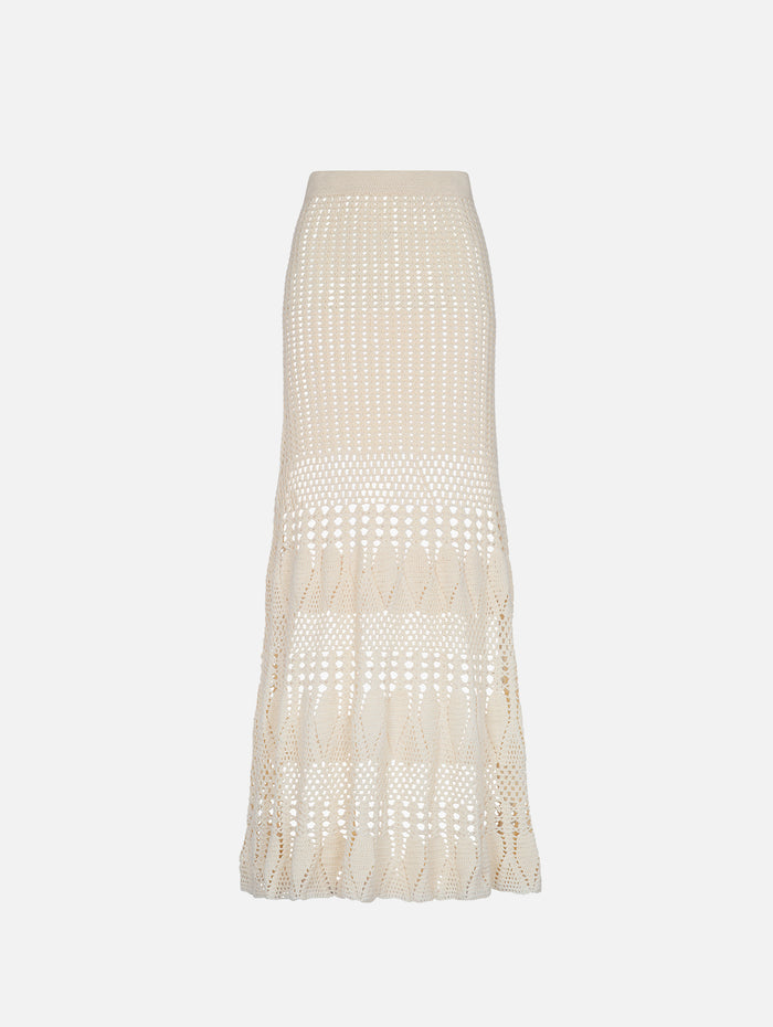 Reflejo Crochet Midi Skirt,ESCVDO,IVORY,Image 1