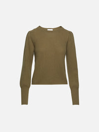 Puff Sleeve Sweater,ALLUDE,OLIVE,Image 1