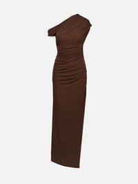 view 1 - One Shoulder Ruched Maxi Dress