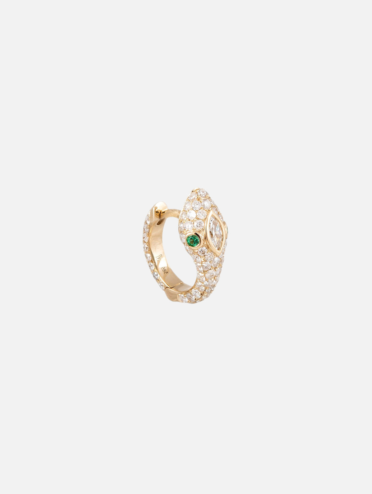 Emerald Eyes Pavé Diamond Snake Mini Hoop,JACQUIE AICHE,YELLOW GOLD,Image 1