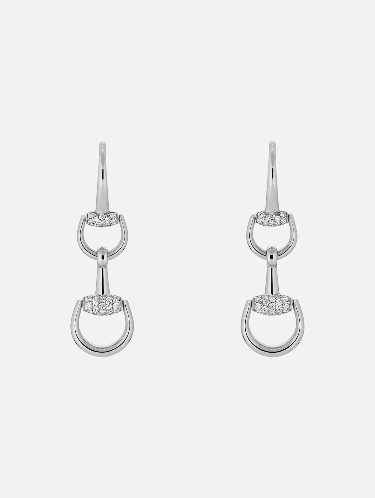 Horsebit Chandelier Earrings,GUCCI FINE JEWELRY,WHITE GOLD,Image 1