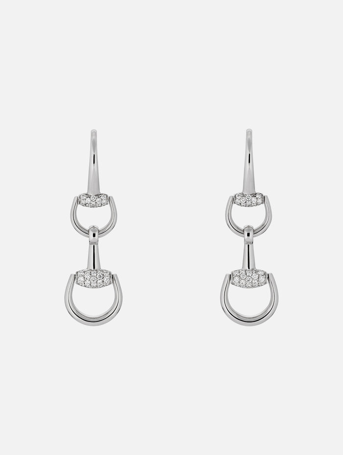 Horsebit Chandelier Earrings,GUCCI FINE JEWELRY,WHITE GOLD,Image 1