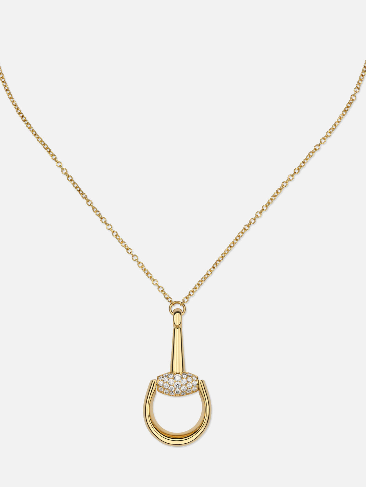 Horsebit Diamond Pendant Necklace,GUCCI FINE JEWELRY,YELLOW GOLD,Image 1