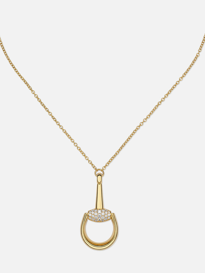 Horsebit Diamond Pendant Necklace,GUCCI FINE JEWELRY,YELLOW GOLD,Image 1