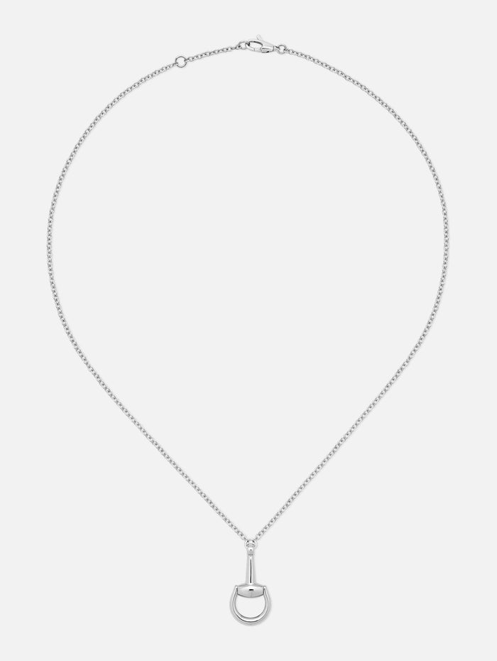 Horsebit Diamond Pendant Necklace,GUCCI FINE JEWELRY,WHITE GOLD,Image 1