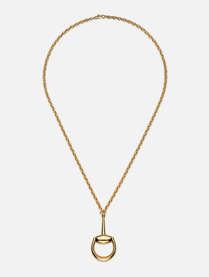 Horsebit Long Chain Pendant,GUCCI FINE JEWELRY,YELLOW GOLD,Image 1