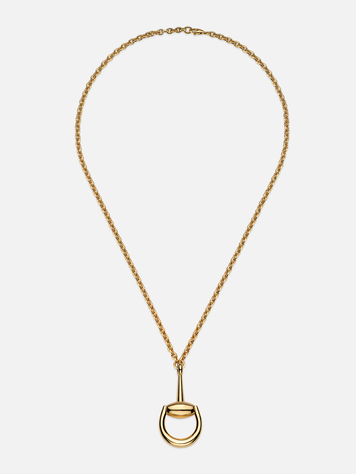 Horsebit Long Chain Pendant,GUCCI FINE JEWELRY,YELLOW GOLD,Image 2