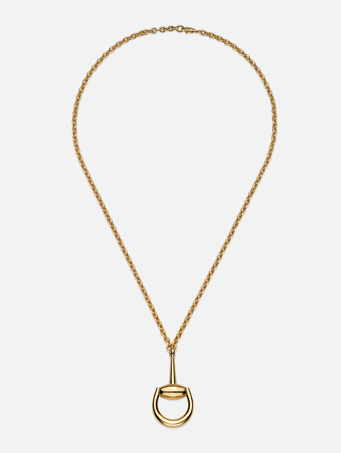 Horsebit Long Chain Pendant,GUCCI FINE JEWELRY,YELLOW GOLD,Image 1