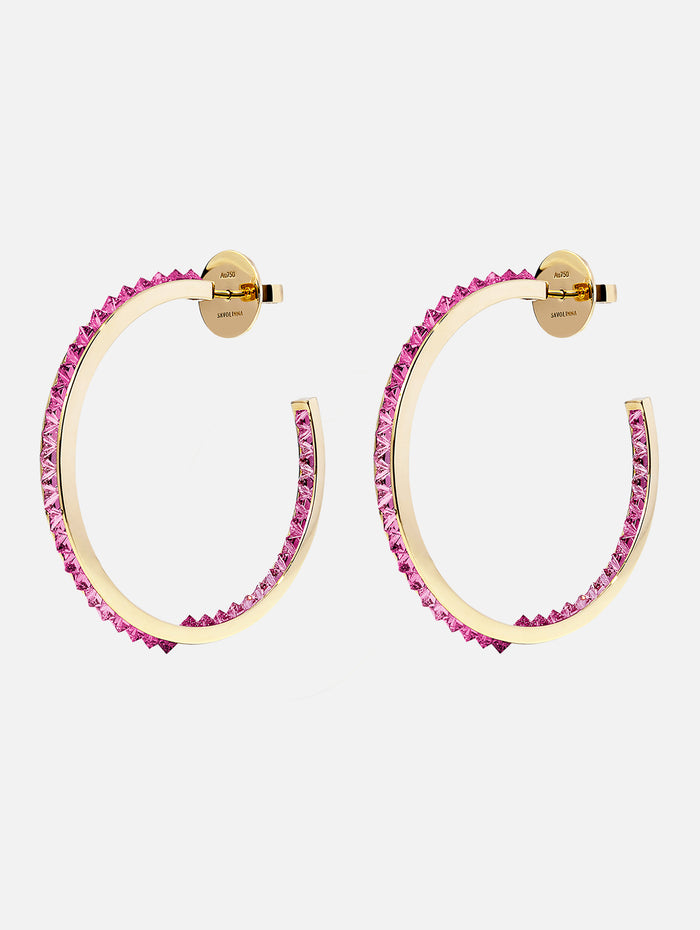 Be Spiked Pink Sapphire Hoops