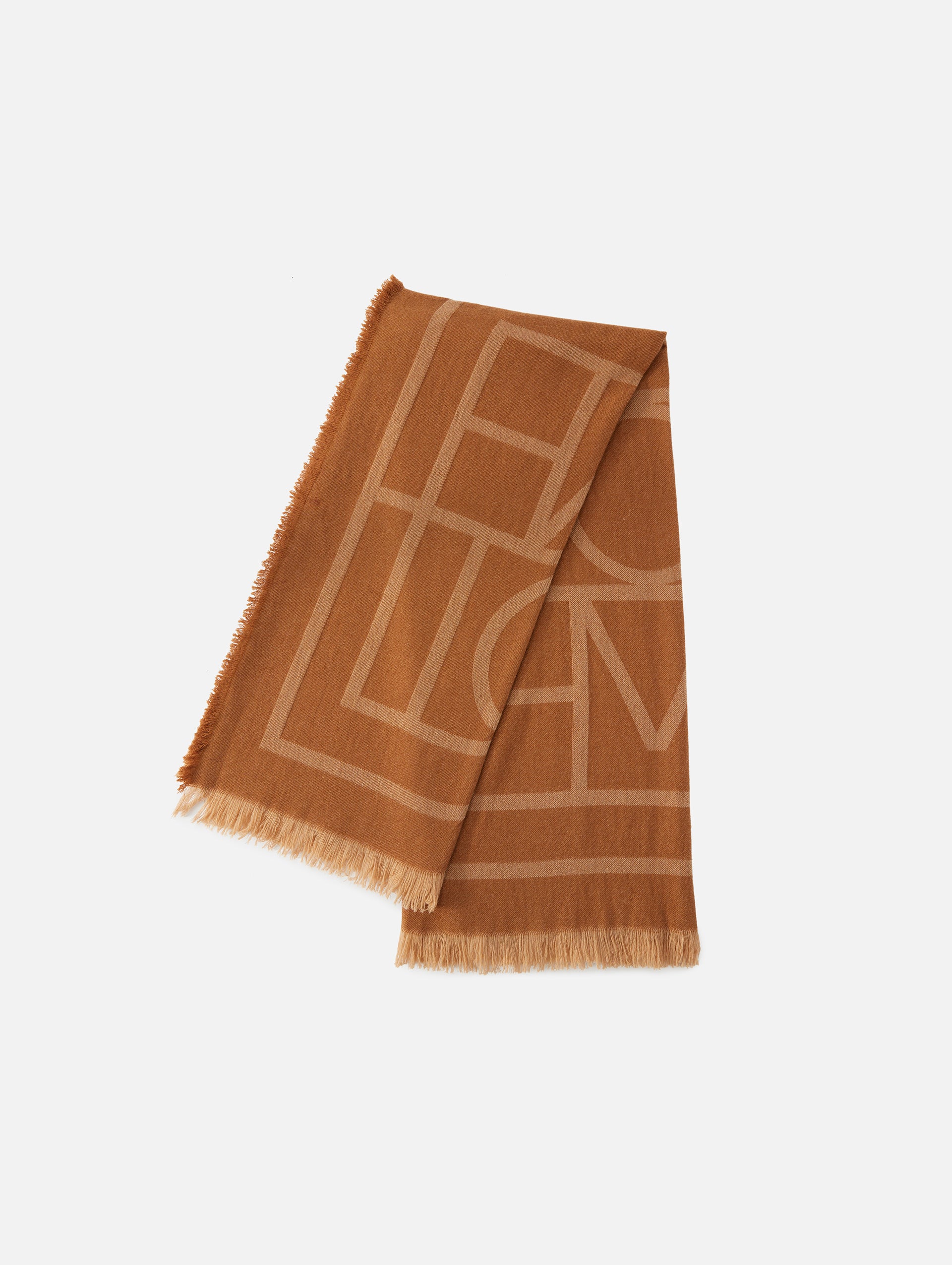 Large monogram printed wool & silk scarf - Toteme - Women