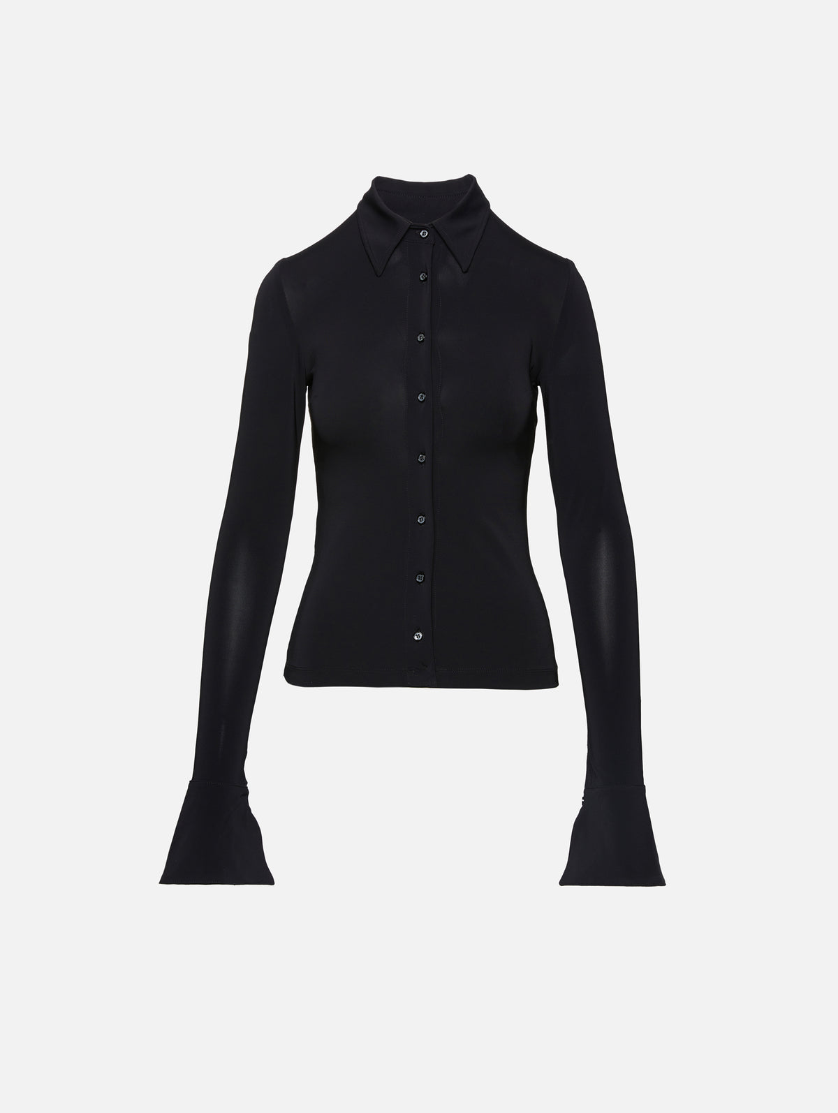 Eterne Cropped Long Sleeve Fitted Top in Black
