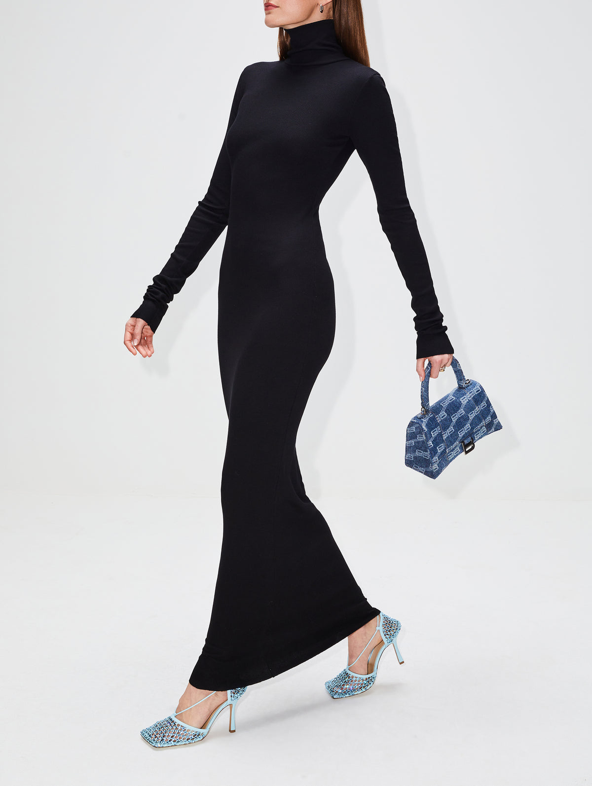 Eterne Long Sleeve Turtleneck Dress Mini - Black L