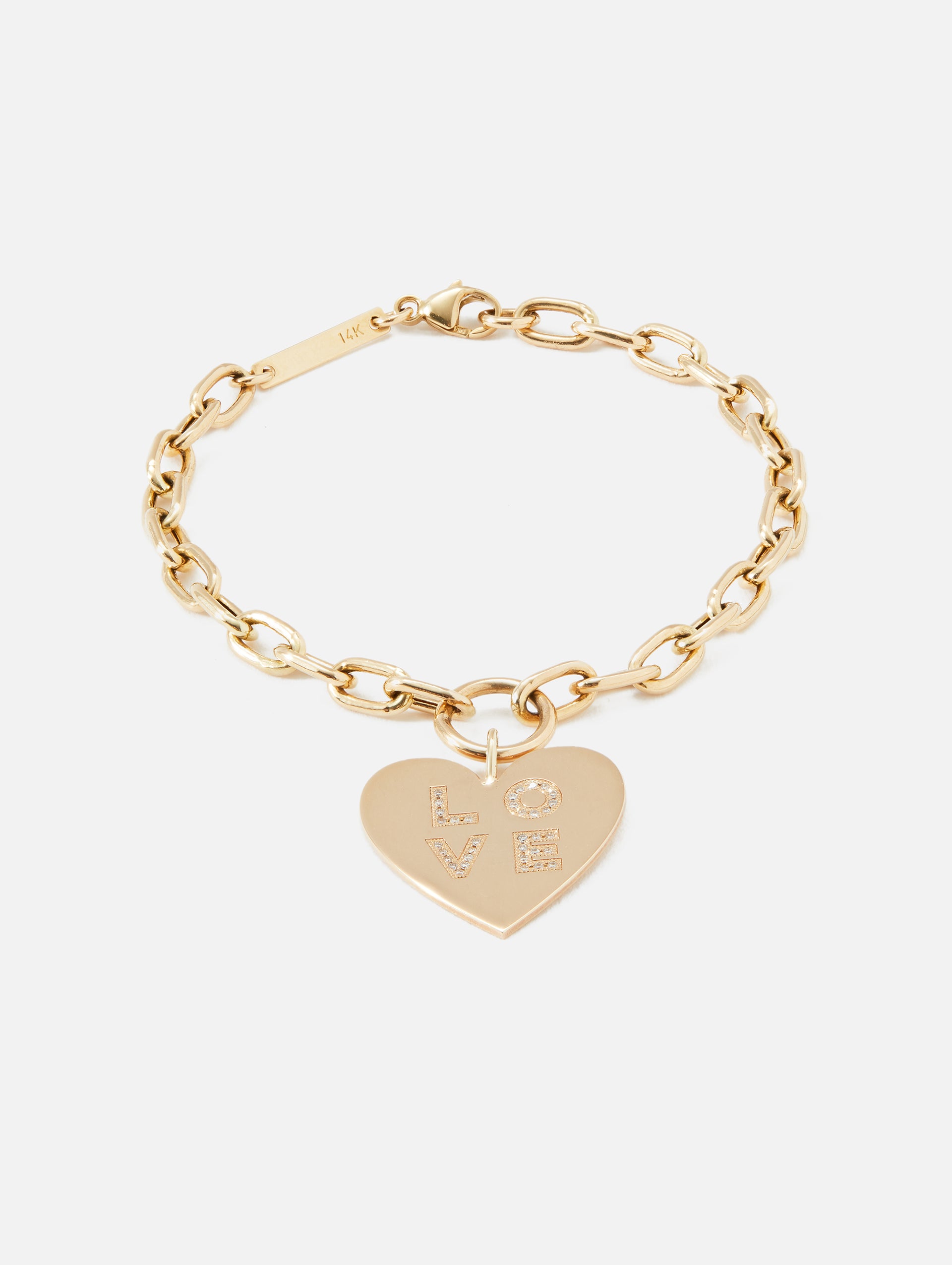 Rose Gold Vermeil Paper Clip Bracelet - With Engraved Rose Gold Heart Charm  - The Perfect Keepsake Gift