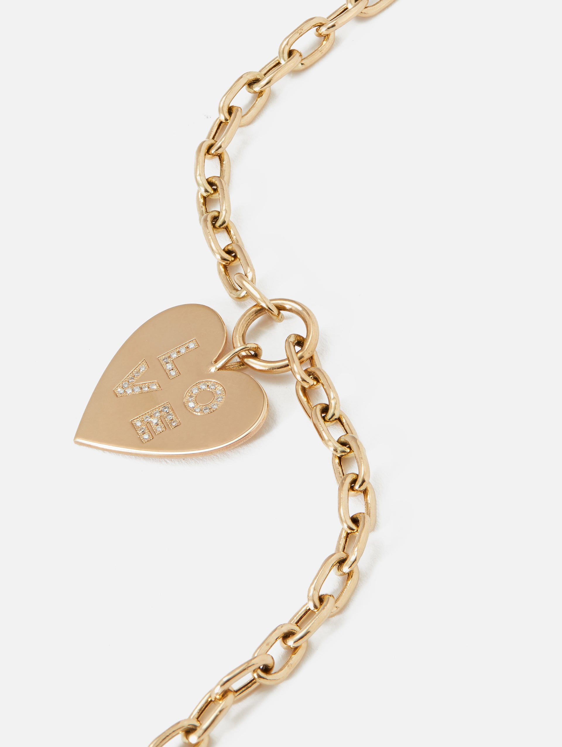 Pave Diamond Love Heart Charm Square Oval Chain Bracelet