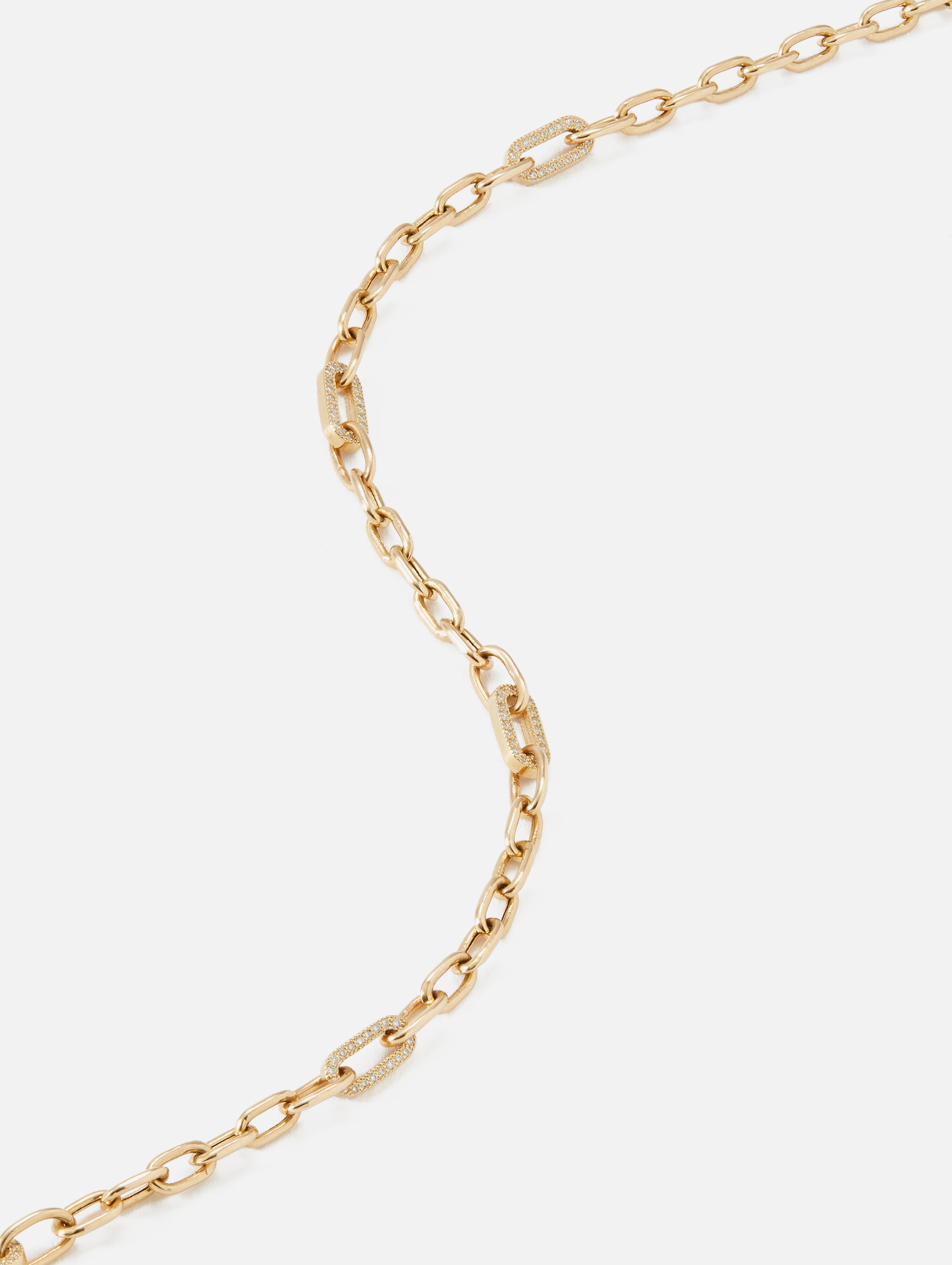 Multi Pave Diamond Link Medium Square Oval Chain Necklace
