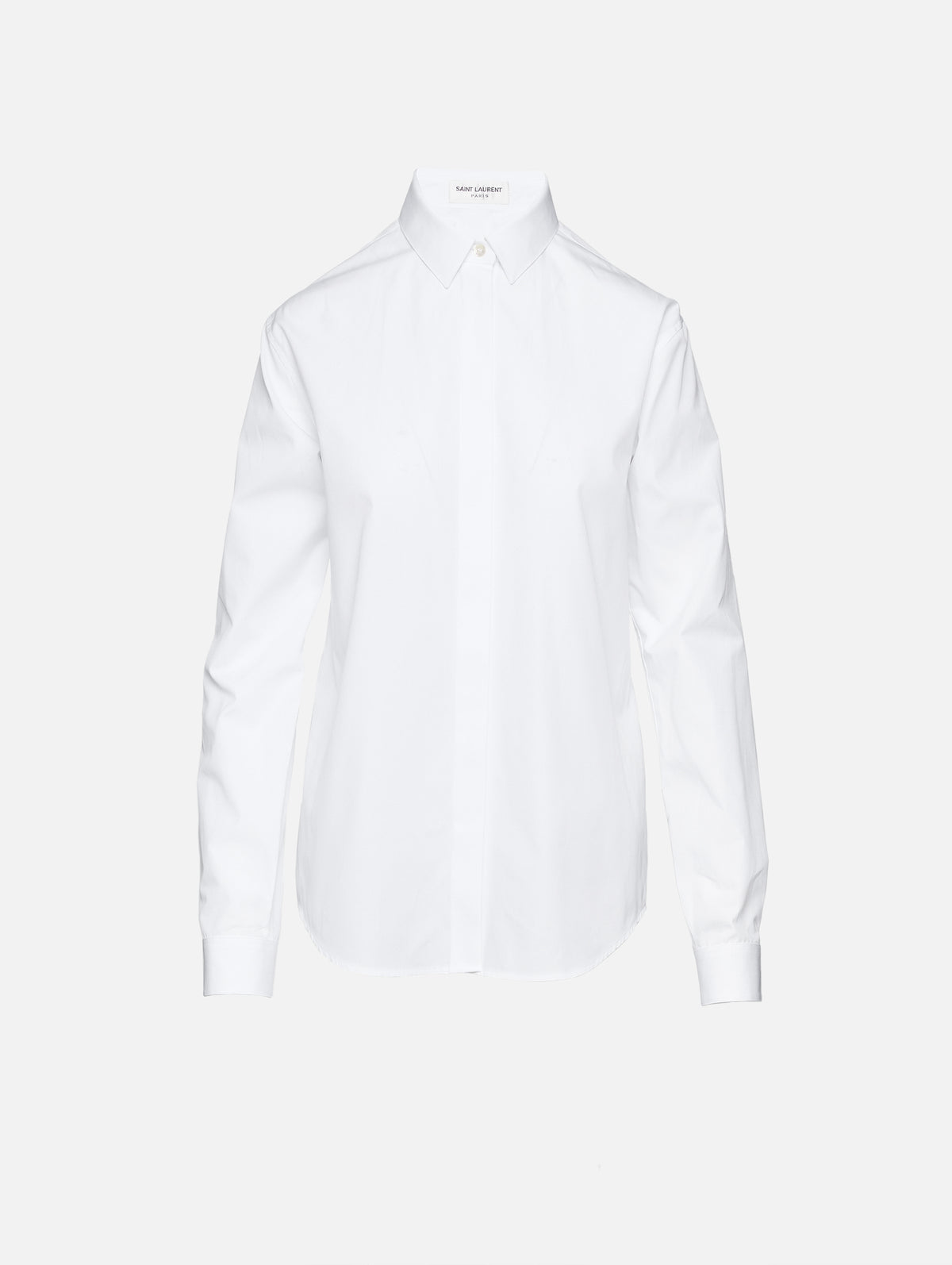 Bow-detail cotton poplin shirt in white - Saint Laurent