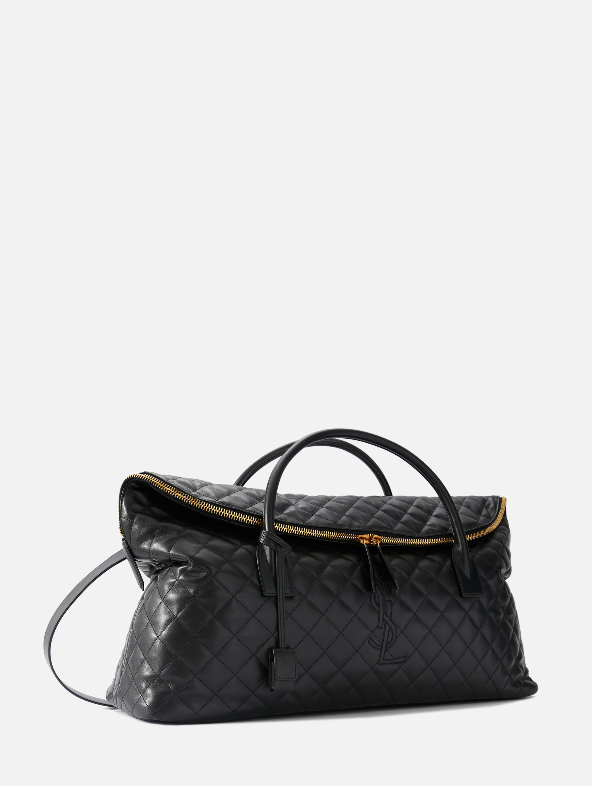 Saint Laurent Logo-embellished Padded Quilted Shell Messenger Bag In Black  | ModeSens