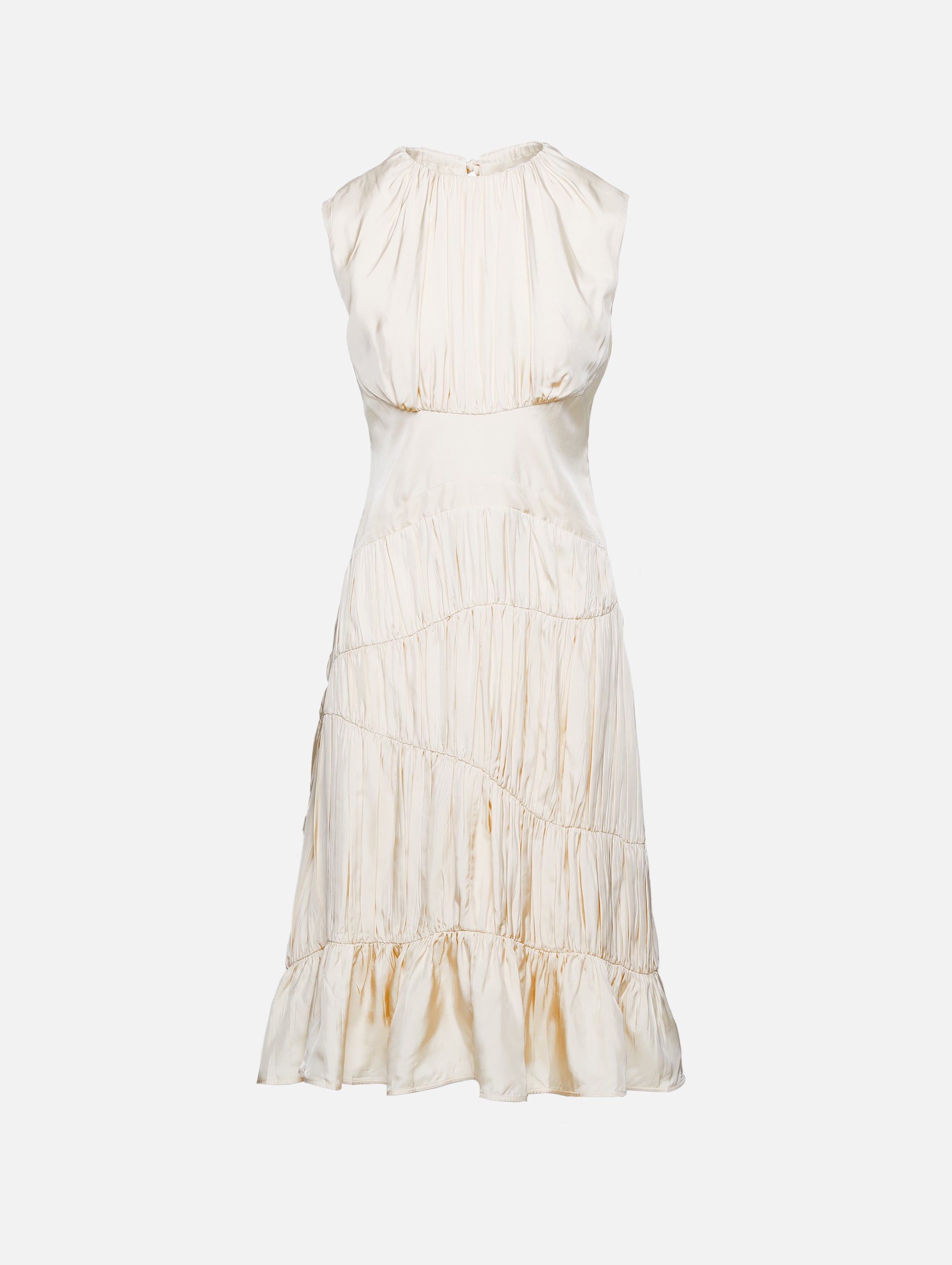 日本公式オンライン Riu Random pleats tiered dress White - ワンピース