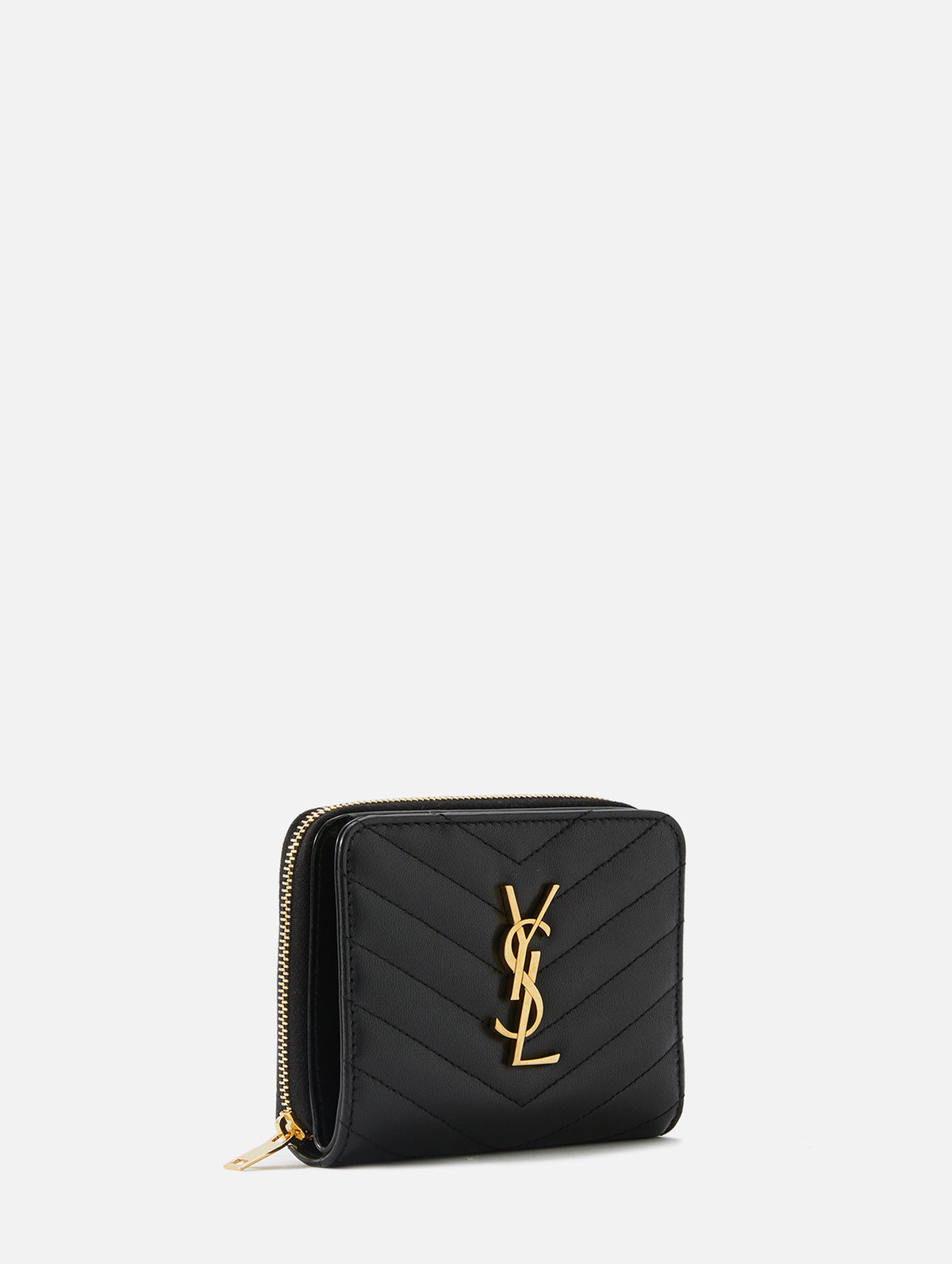 Monogram Compact Leather Wallet in Black - Saint Laurent