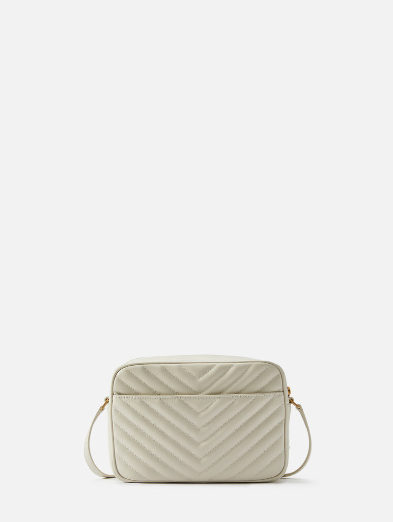 Saint Laurent Mini Lou Quilted Leather Camera Bag Off-White