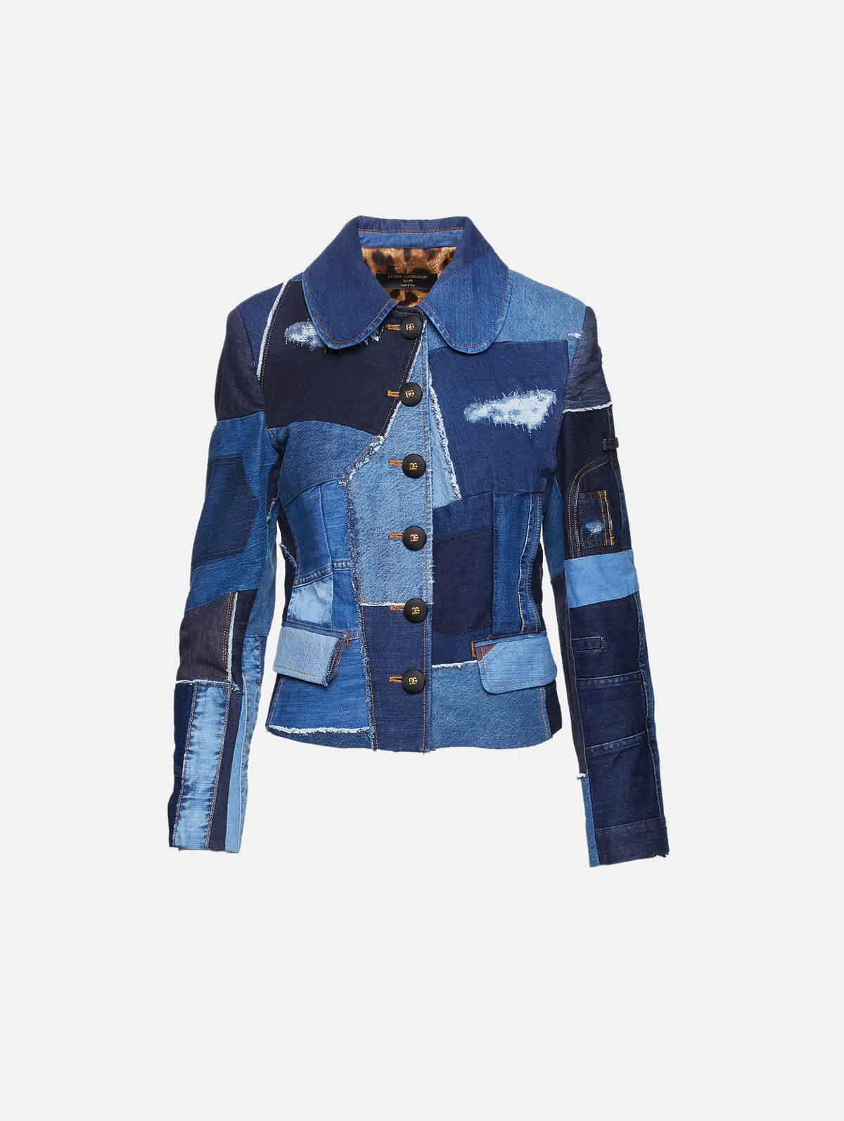 Dolce & Gabbana Distressed Patchwork Denim Jacket in Blue