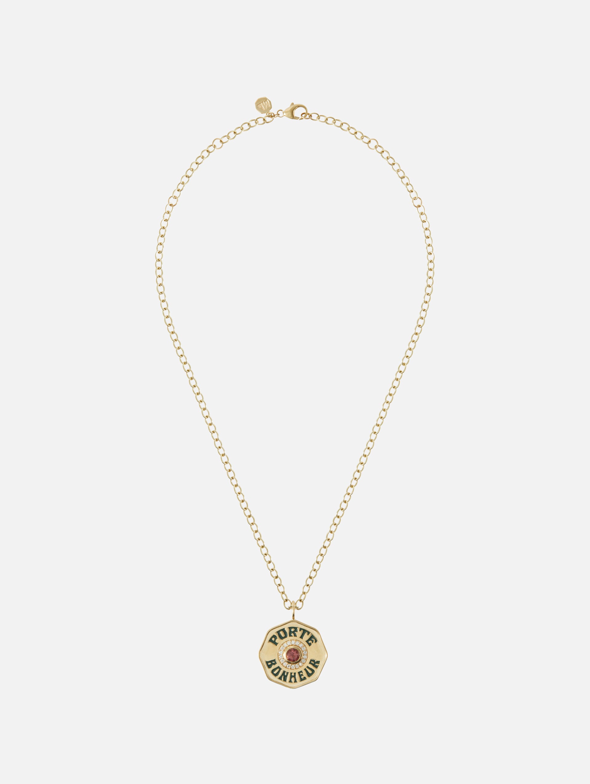 Large Pink Tourmaline Porte Bonheur Necklace | MARLO LAZ | elysewalker