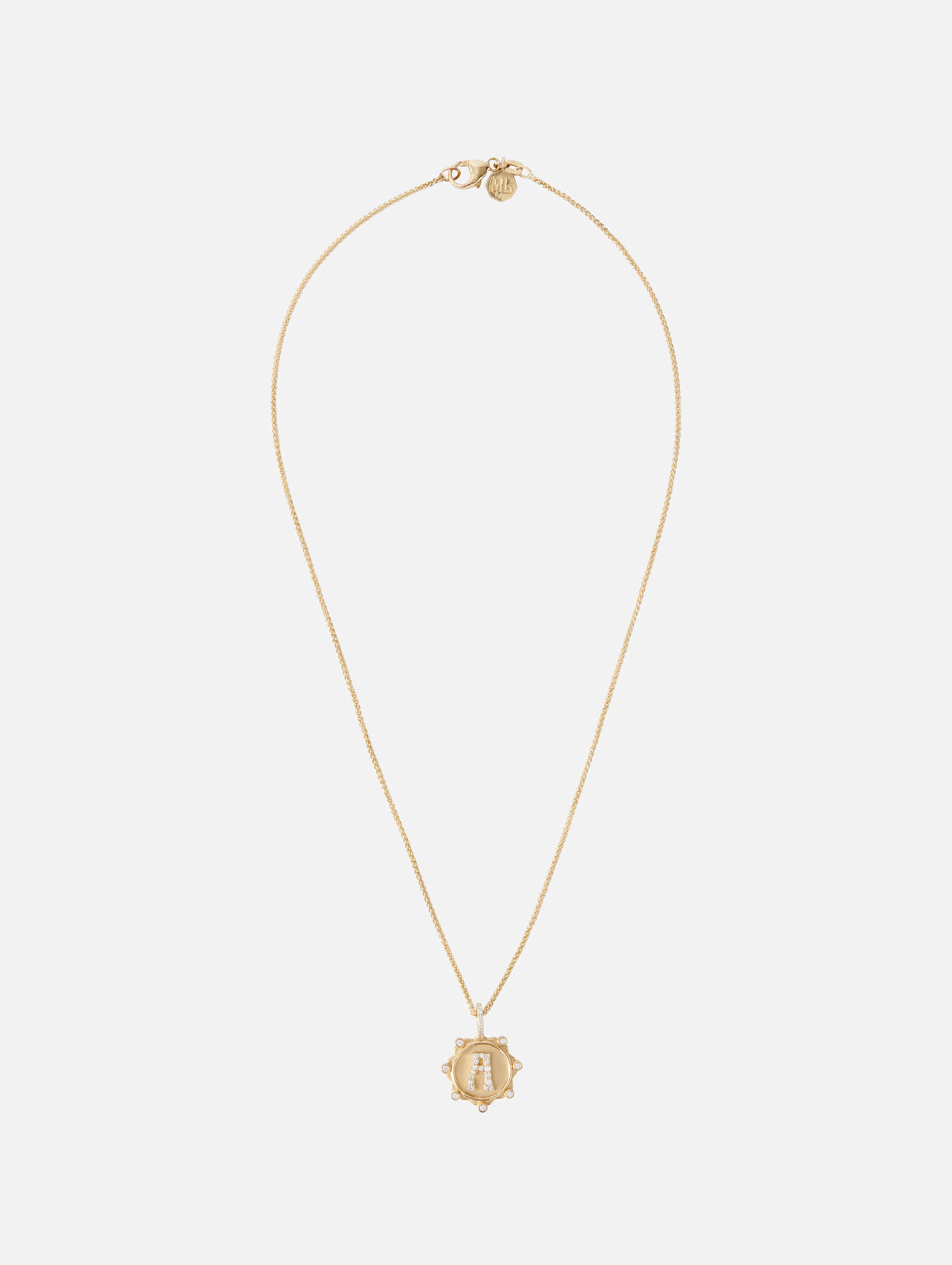 Marlo Laz Pave Initial Coin Necklace