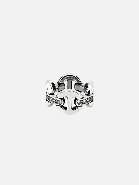 Sterling Silver Quad Link Ring with Diamond Bridges | HOORSENBUHS