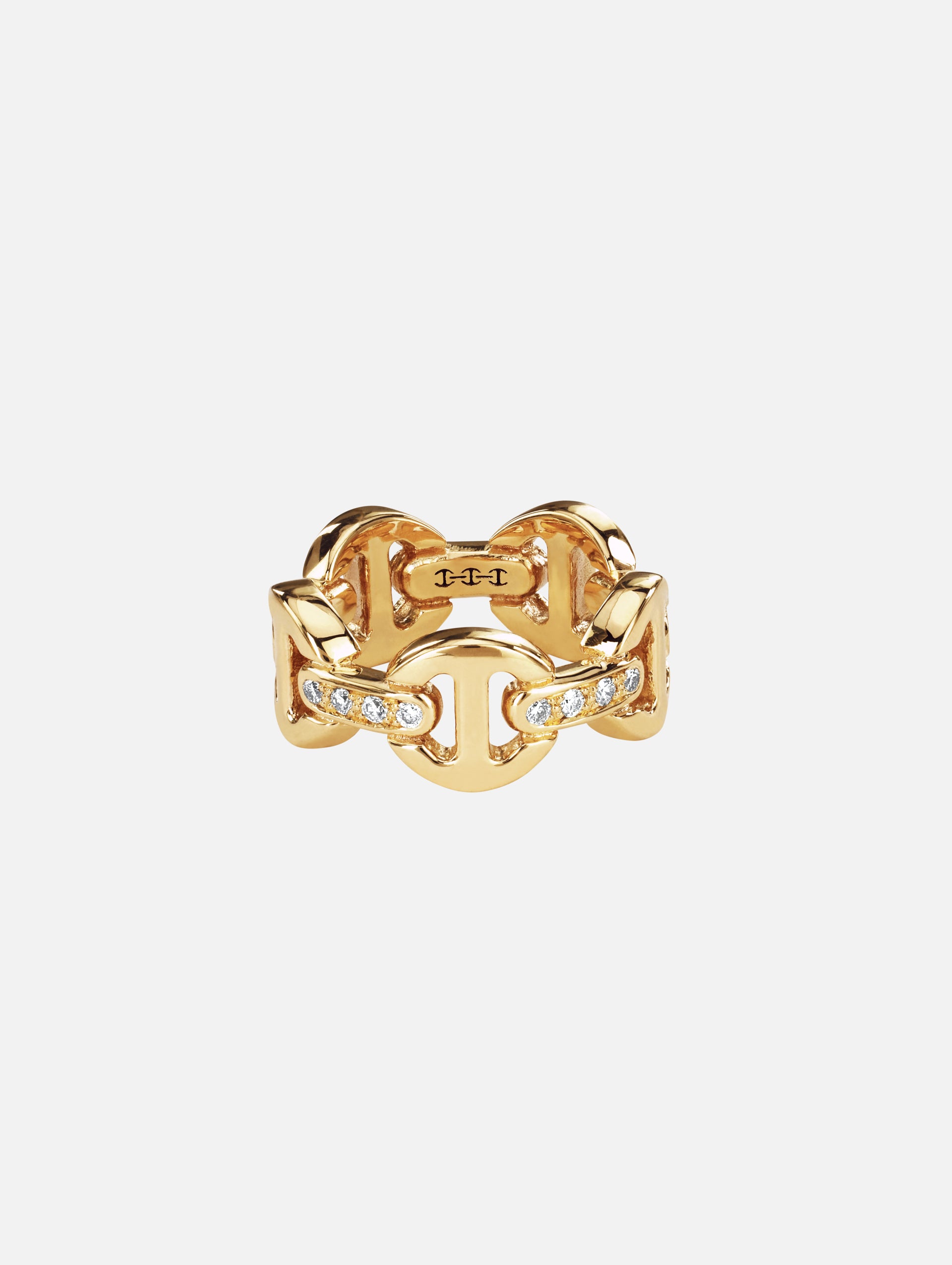 Dame Classic Tri Link Ring With Diamond Bridges | HOORSENBUHS