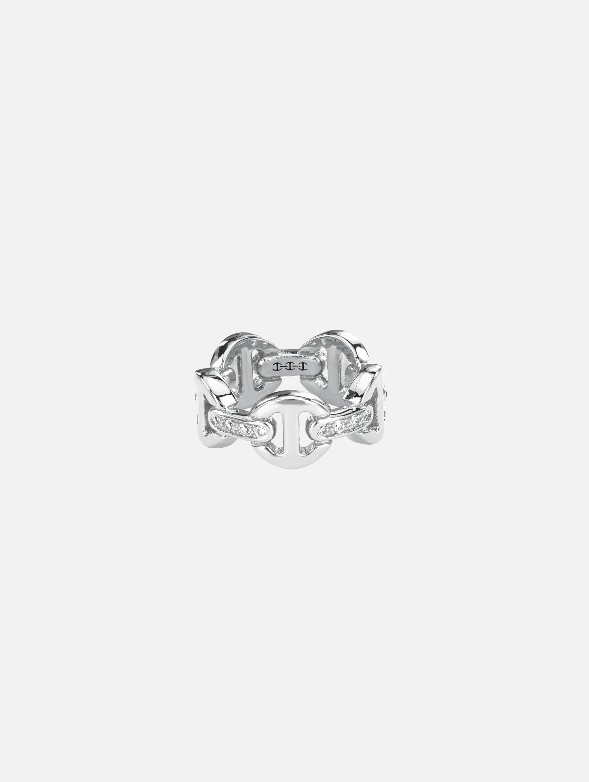 Dame Classic Tri Link Ring With Diamond Bridges | HOORSENBUHS